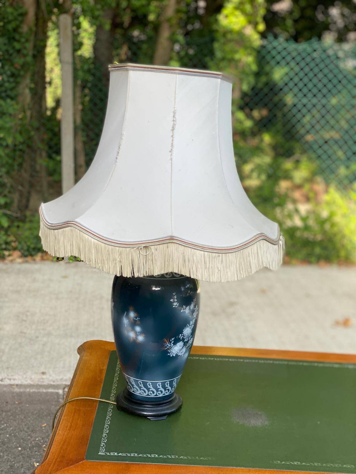 Large ceramic lamp Louis Drimmer France hand-painted 1980