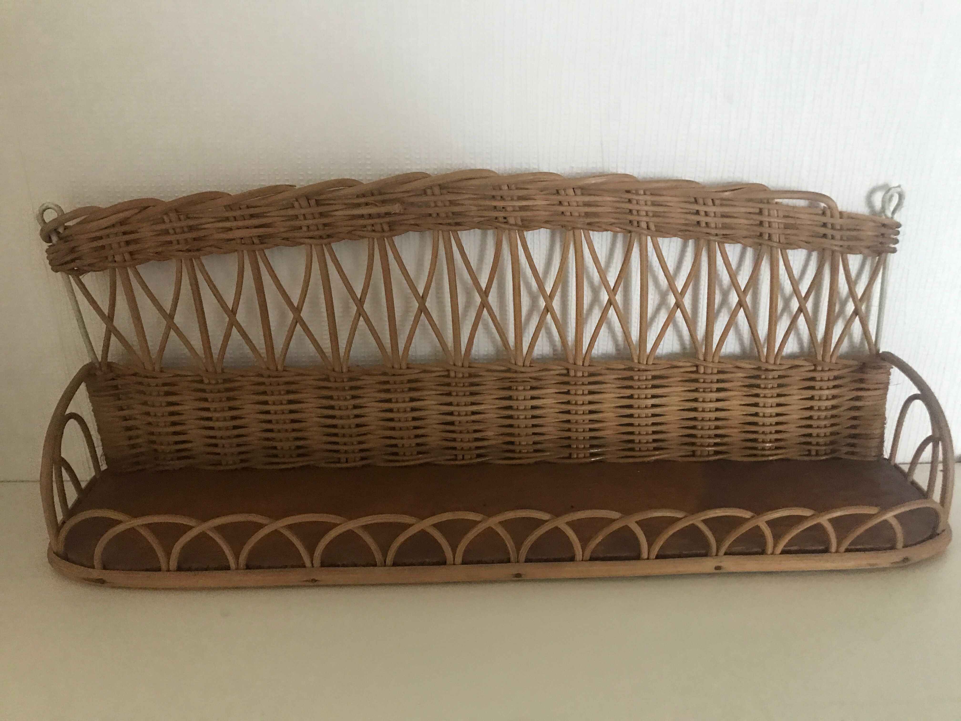 Mini Wicker shelf and wood