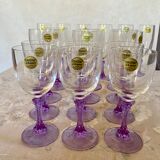 18 vintage Lilac series crystal glasses