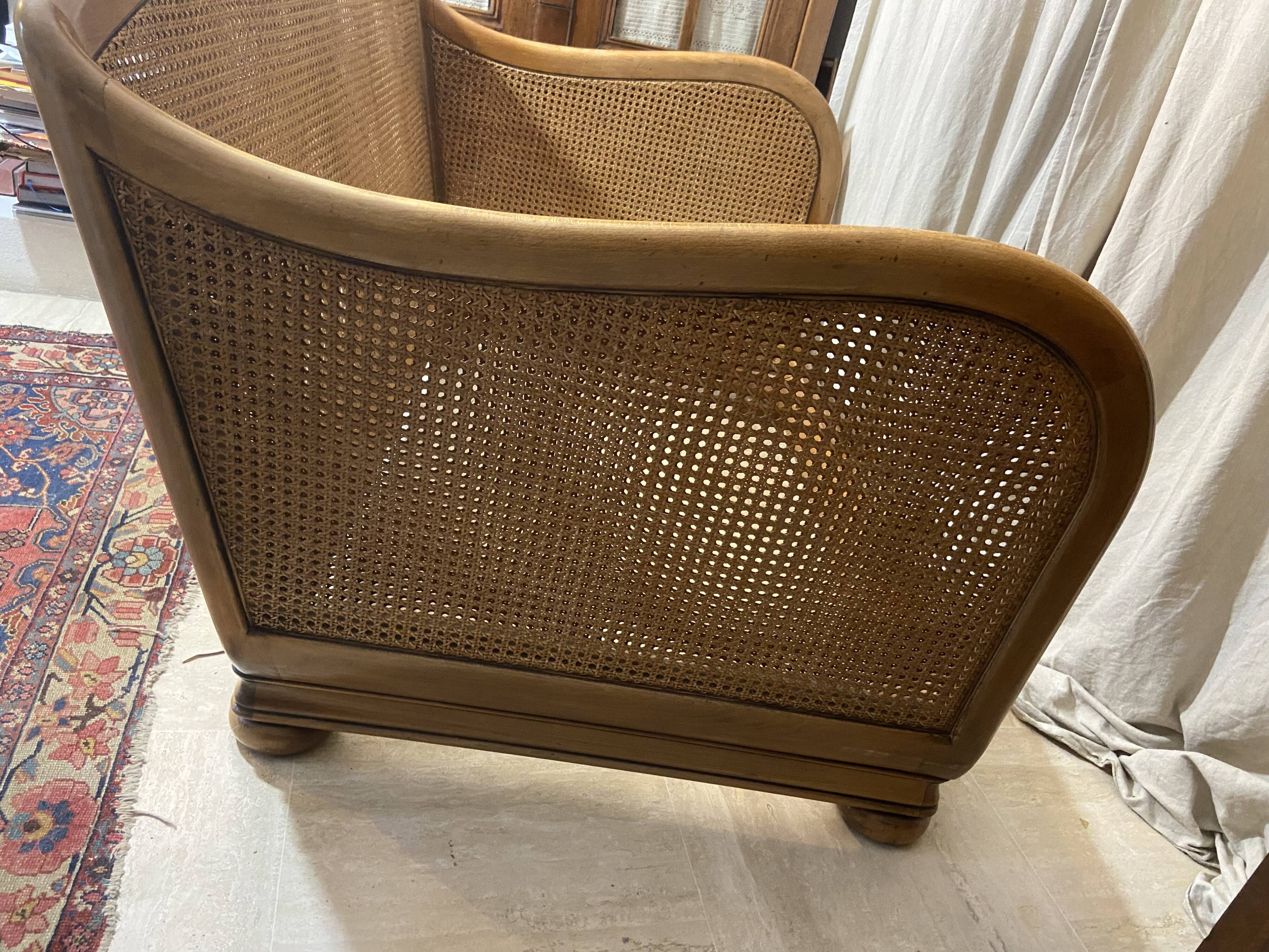 Vintage sofa in cannage and wood 1960