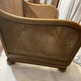 Vintage sofa in cannage and wood 1960