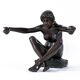 Table basse en bronze avec sculpture figurative et plateau en verre par C. Conndray