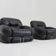 Vintage Okay armchairs by Adriano Piazzesi black leather 1970s, set of 2