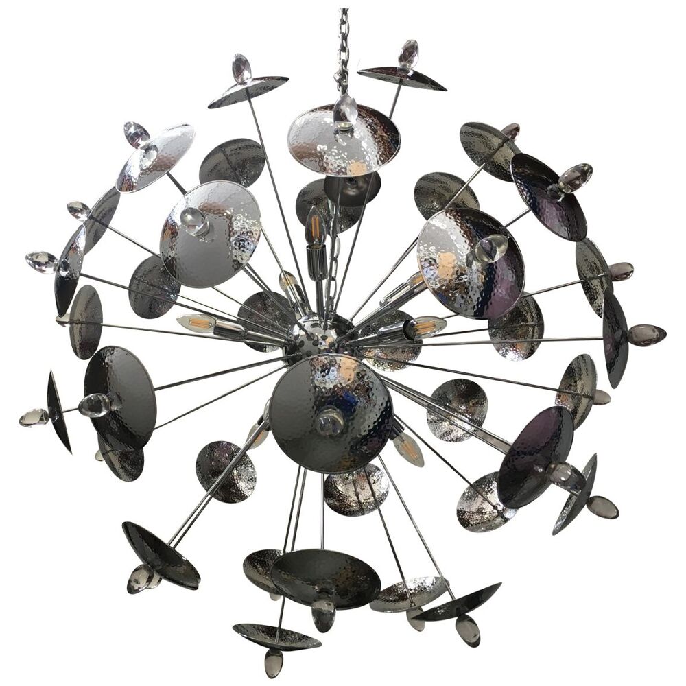 Brass cap and murano’s drops sputnik chandelier