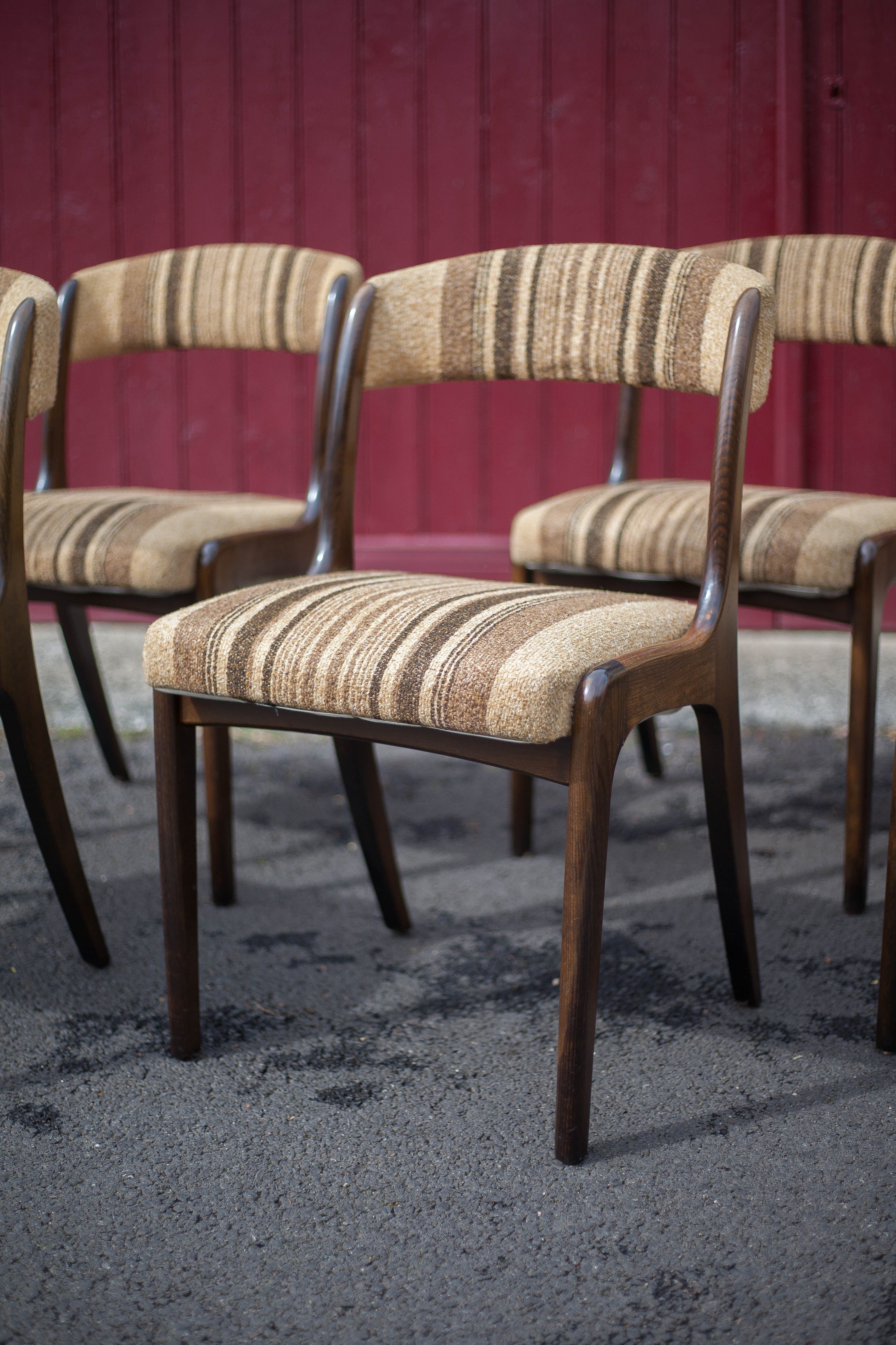 Set of 6 vintage chairs Self n14 solid wood 1960