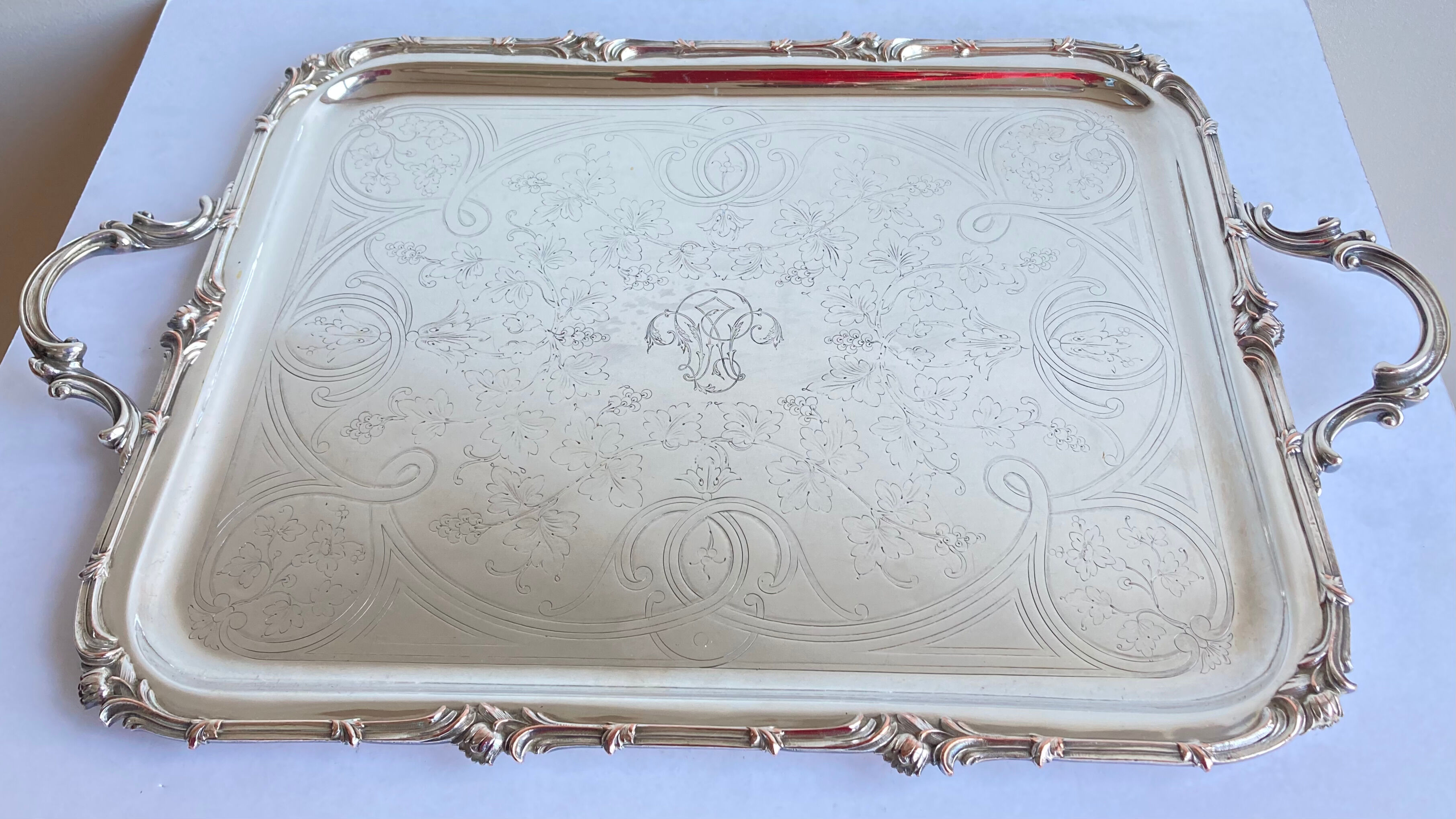 Old flat tray of service Christofle model rockeries silver metal