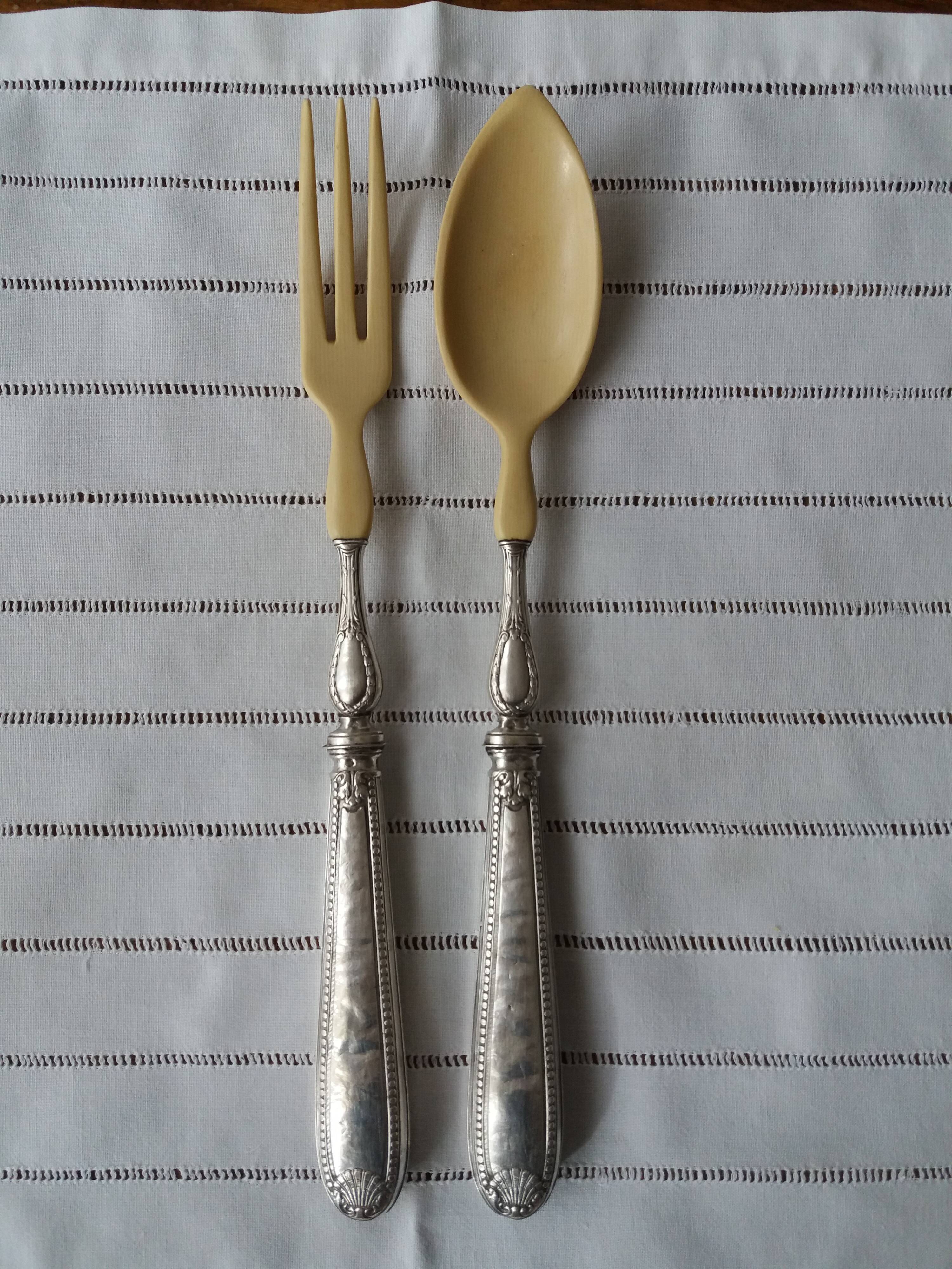 Salad cutlery set in  solid silver