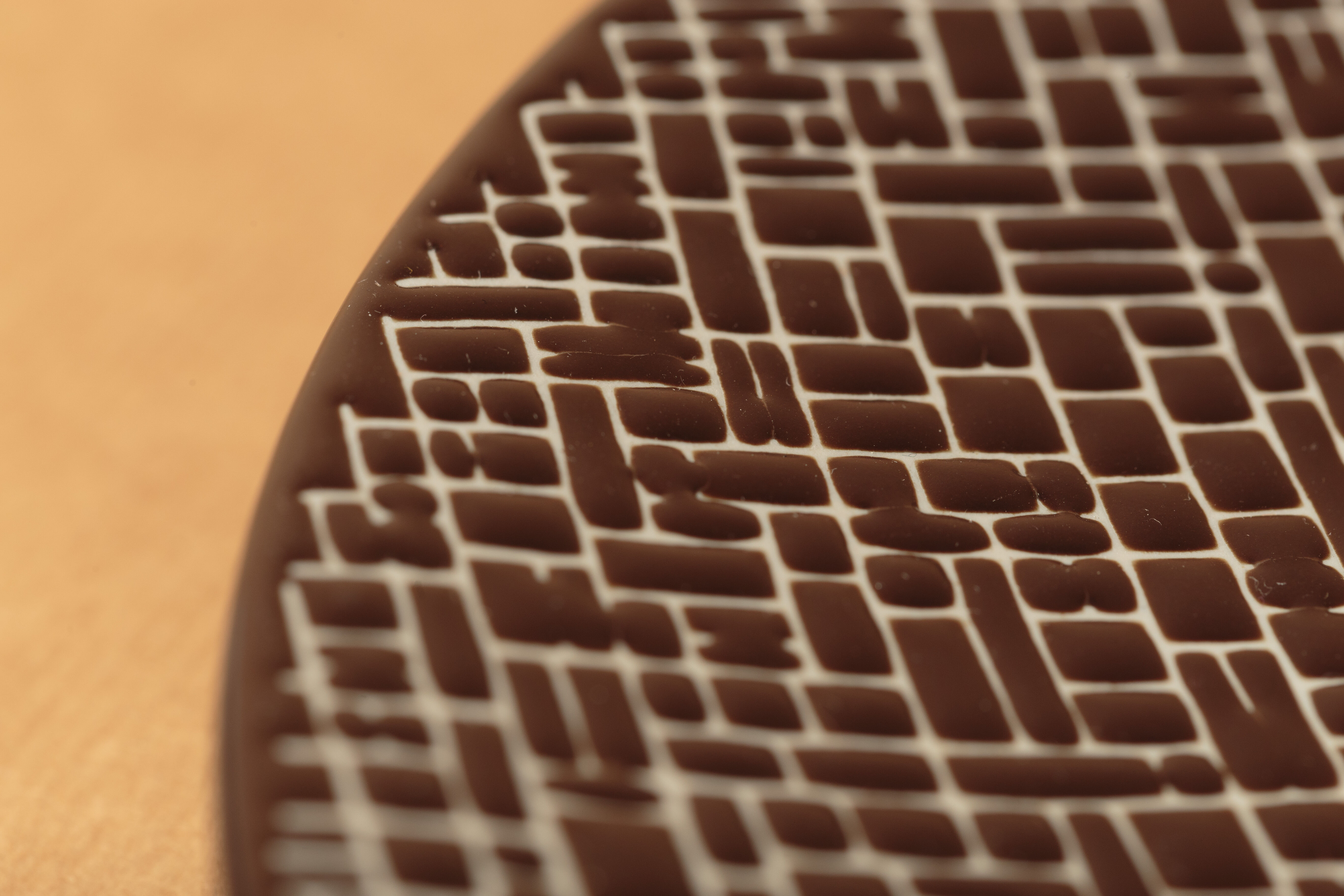 Round dish contemporary sandstone mosaic brown white vintage 1980