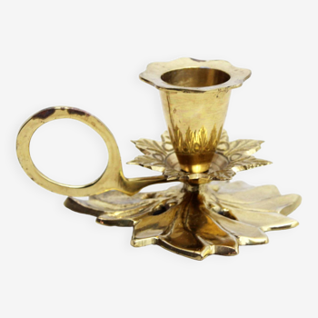 Brass floral candle holder