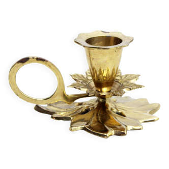 Brass floral candle holder