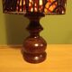 rustic chic turned wooden lamp, ethnic African wax lampshade