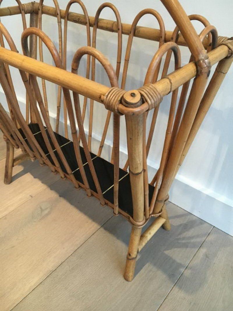 Rattan magazine rack
