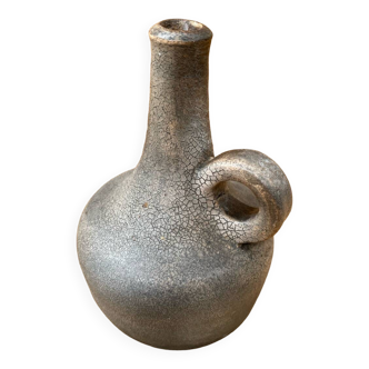 Antique Vintage Cracked Grey Ceramic Soliflore Vase