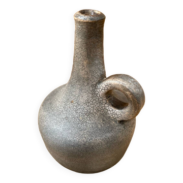 Antique Vintage Cracked Grey Ceramic Soliflore Vase