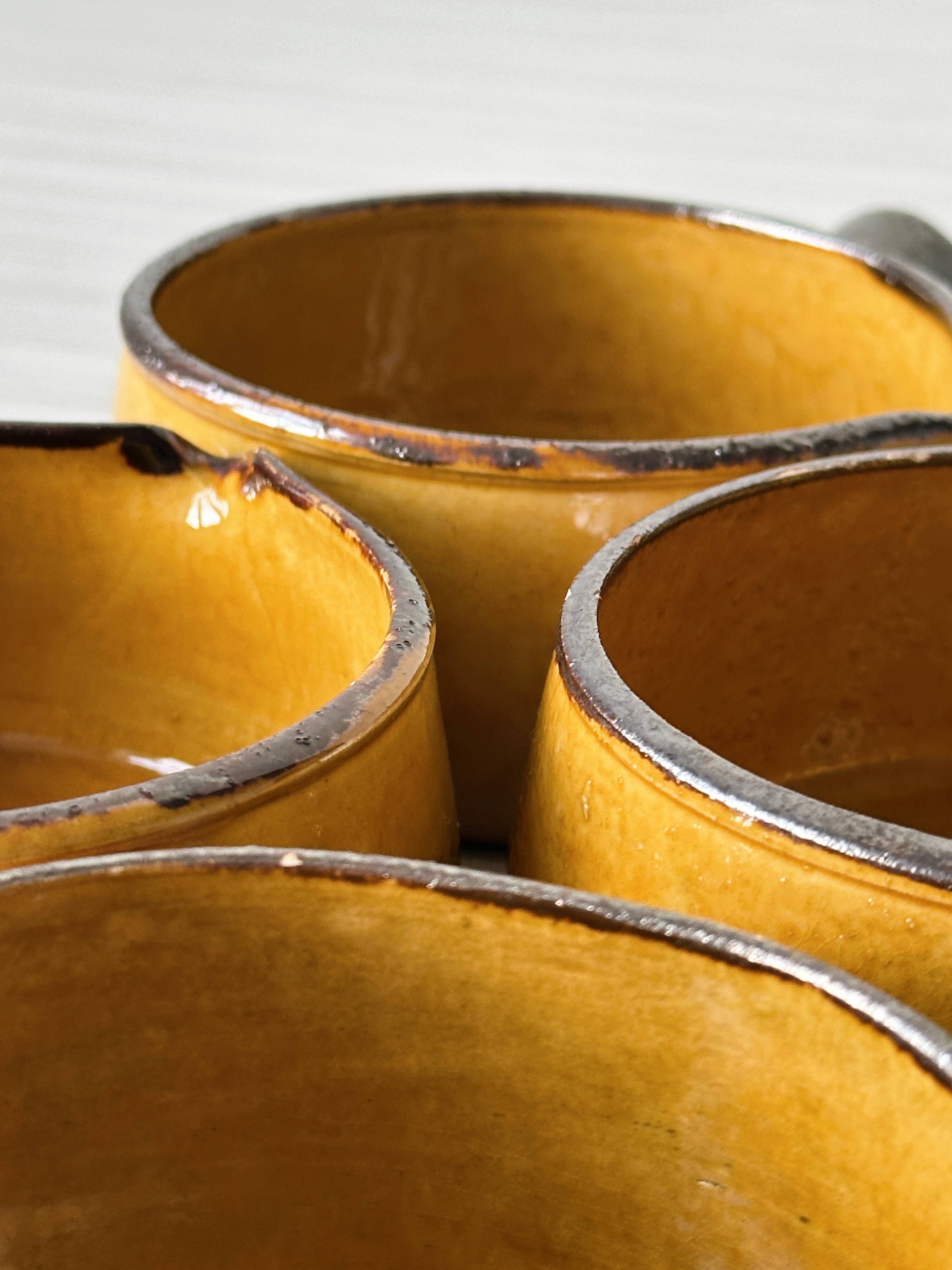 Caquelons - pans in yellow glazed stoneware from Vallauris