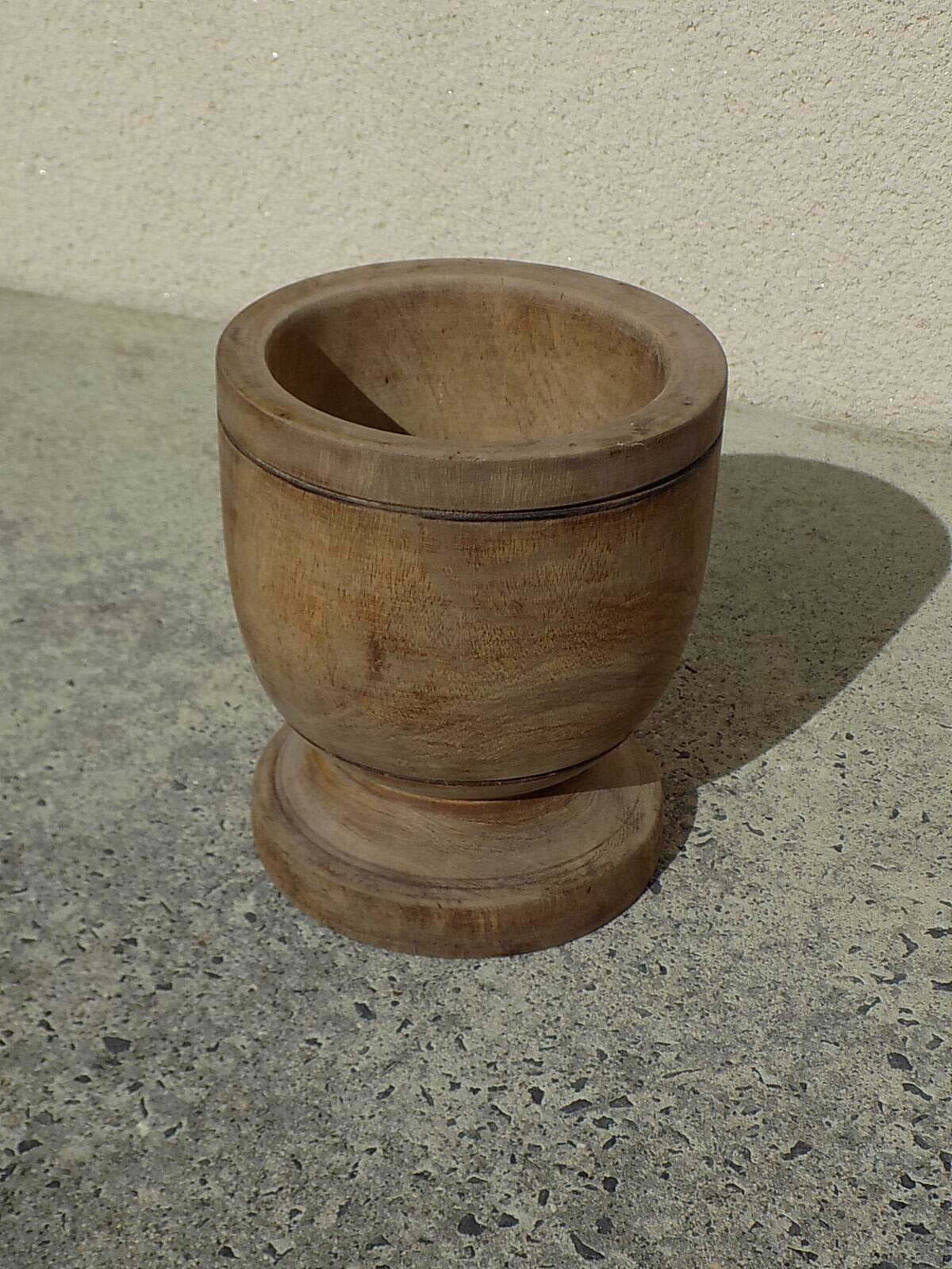 Turned solid wood plant pot
