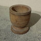 Turned solid wood plant pot