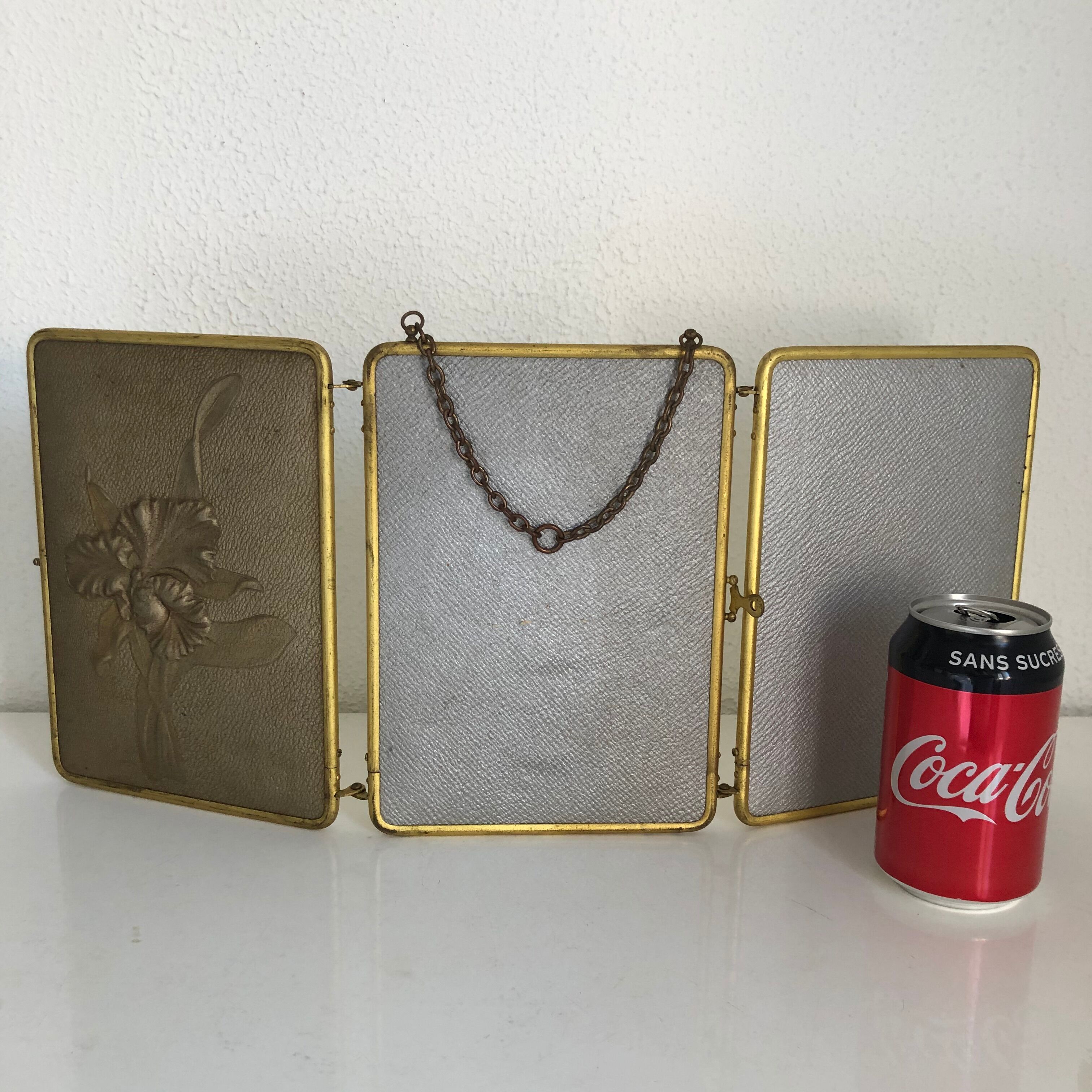 Mirror triptych vintage barber 1920 - 21 x 48 cm