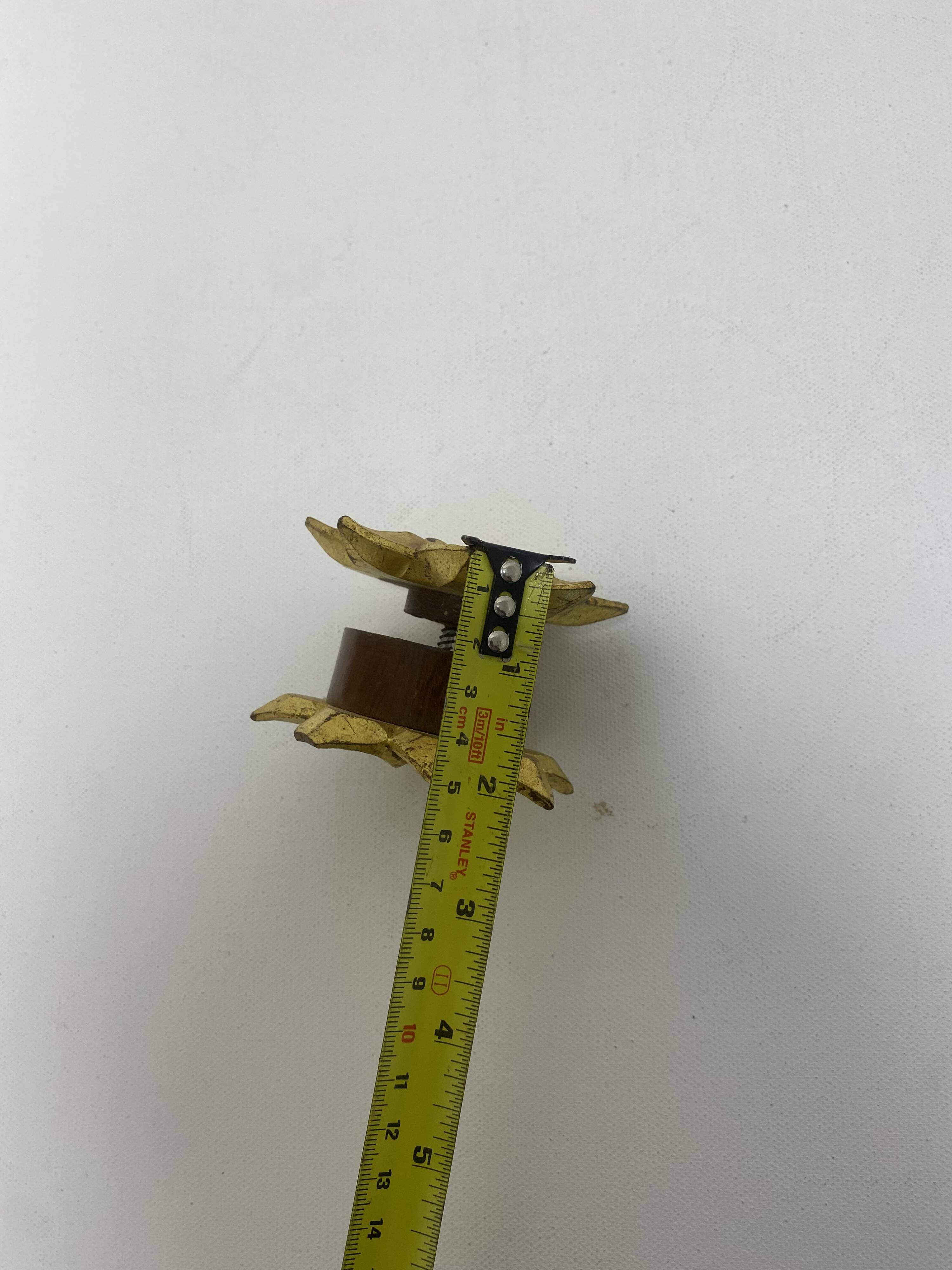 Gold Pair Oak Hand carved Door Handle Pullers Gio Ponti Guglielmo Ulrich