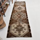 3x10 Dark Brown Oriental Persian Runner Rug 87x302Cm SK 21984