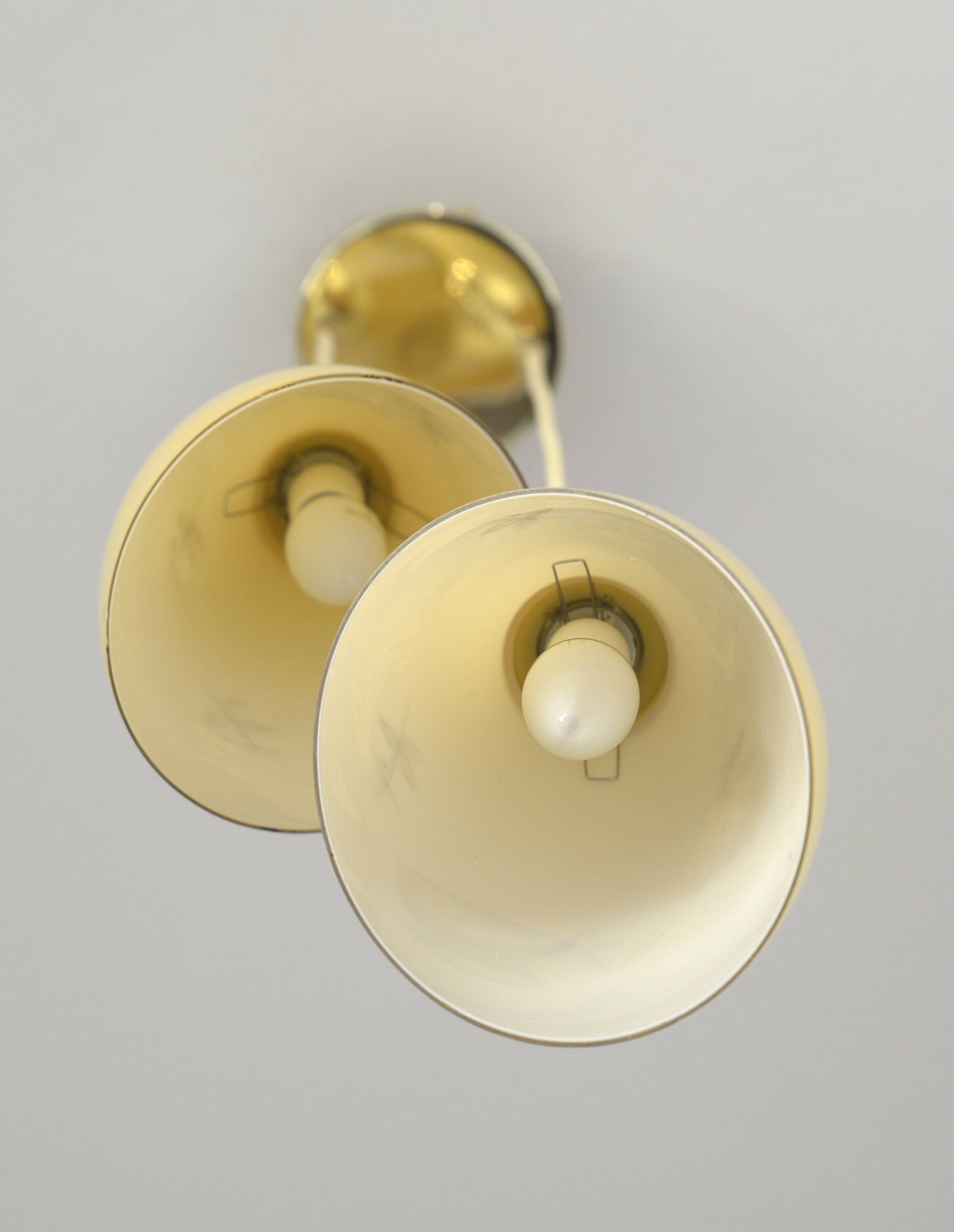 Vintage pendant light Art Deco redesign mustard yellow glass hanging lamp
