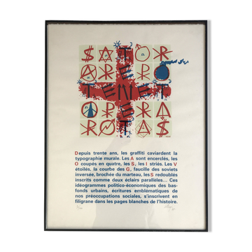 Jacques VILLEGLE, SATOR, 1997. Original screen print signed in pencil.