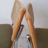 Pair of Marcel Breuer cane and fabric chairs