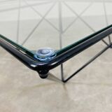 Pyramidal steel wire and glass coffee table