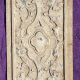 Polychrome carved wooden panel, wall element, old object