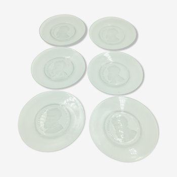 Lot de 6 assiettes en verre relief Michel Angelo