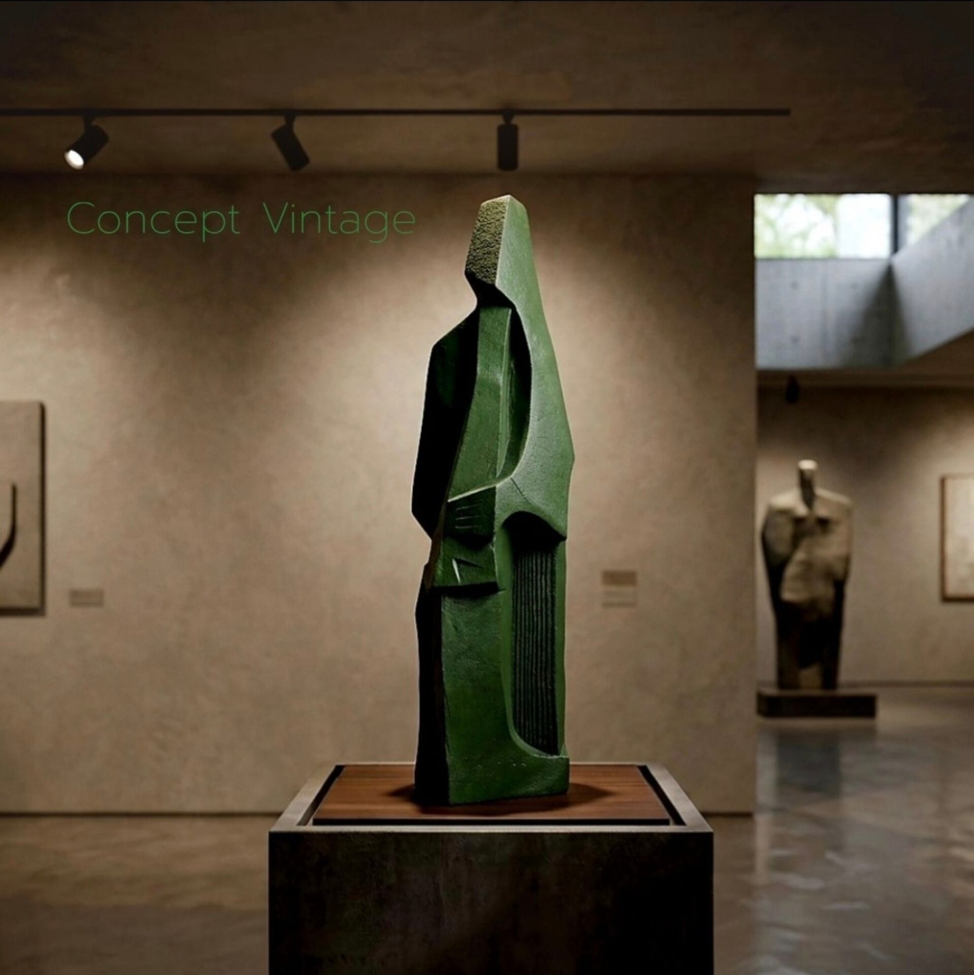 Sculpture cubiste « Bronze Vert » – Jean Pheghé (Circa 1950)