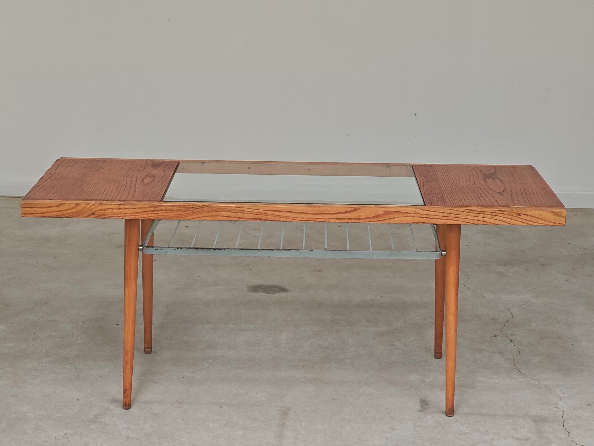 Table basse en bois, métal et verre par Jitona 1960