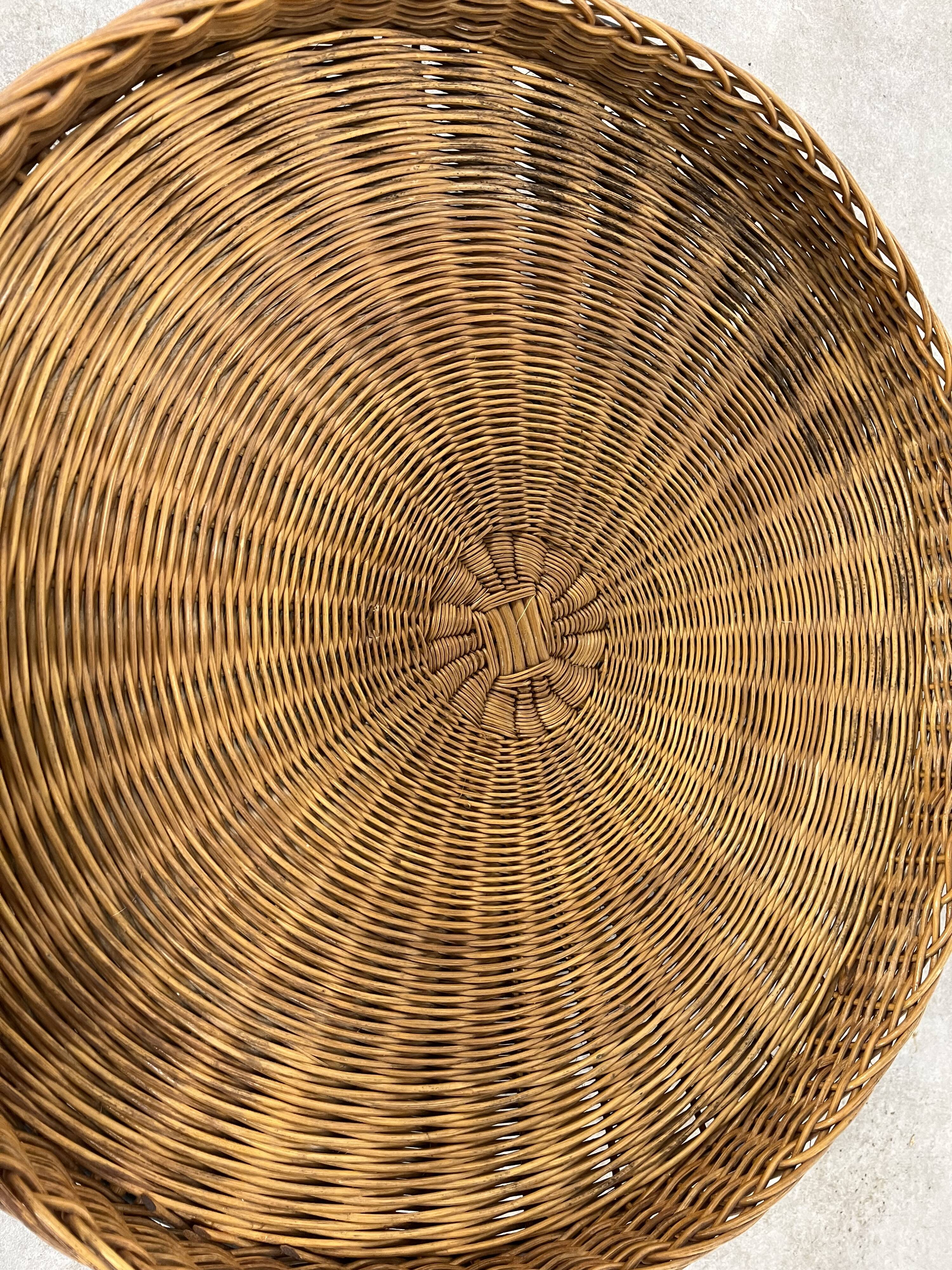 Raoul Guys style metal and rattan serving trolley from the 50s