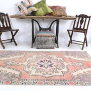 4x7 Pale Orange & Beige Oriental Wool Turkish Vintage Rug, 127x210Cm SK 6787
