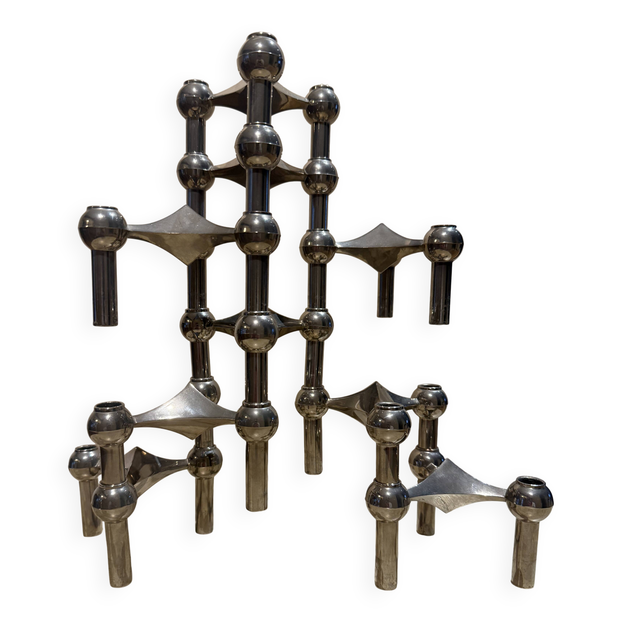 Sculpture modulaire : Lot de 9 bougeoirs Nagel & BMF - 1960