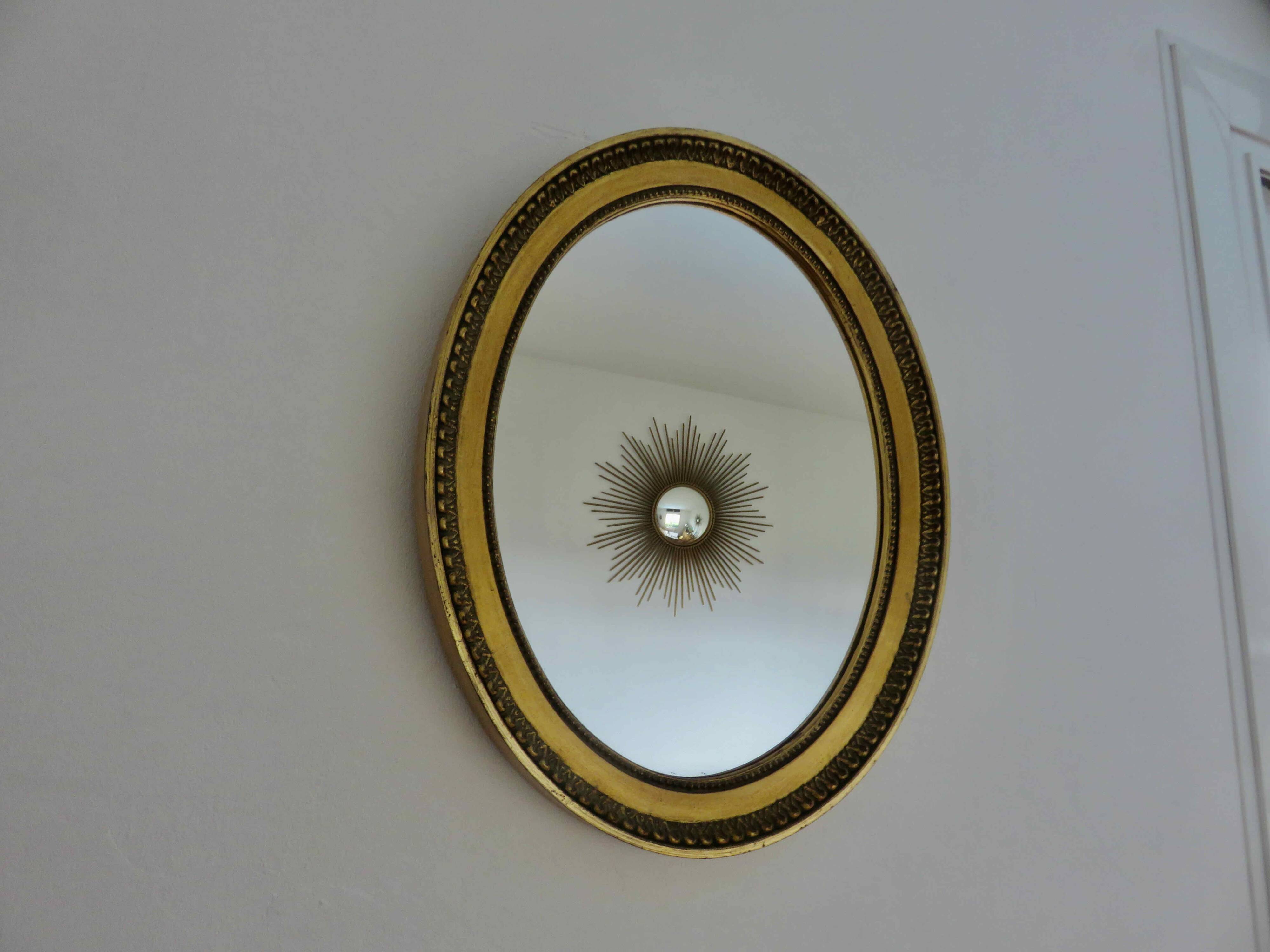 Louis Philippe oval gold wall mirror, 1950s