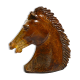 Decorative heavy lifelike 1960's horse head sculpture in brown soapstone