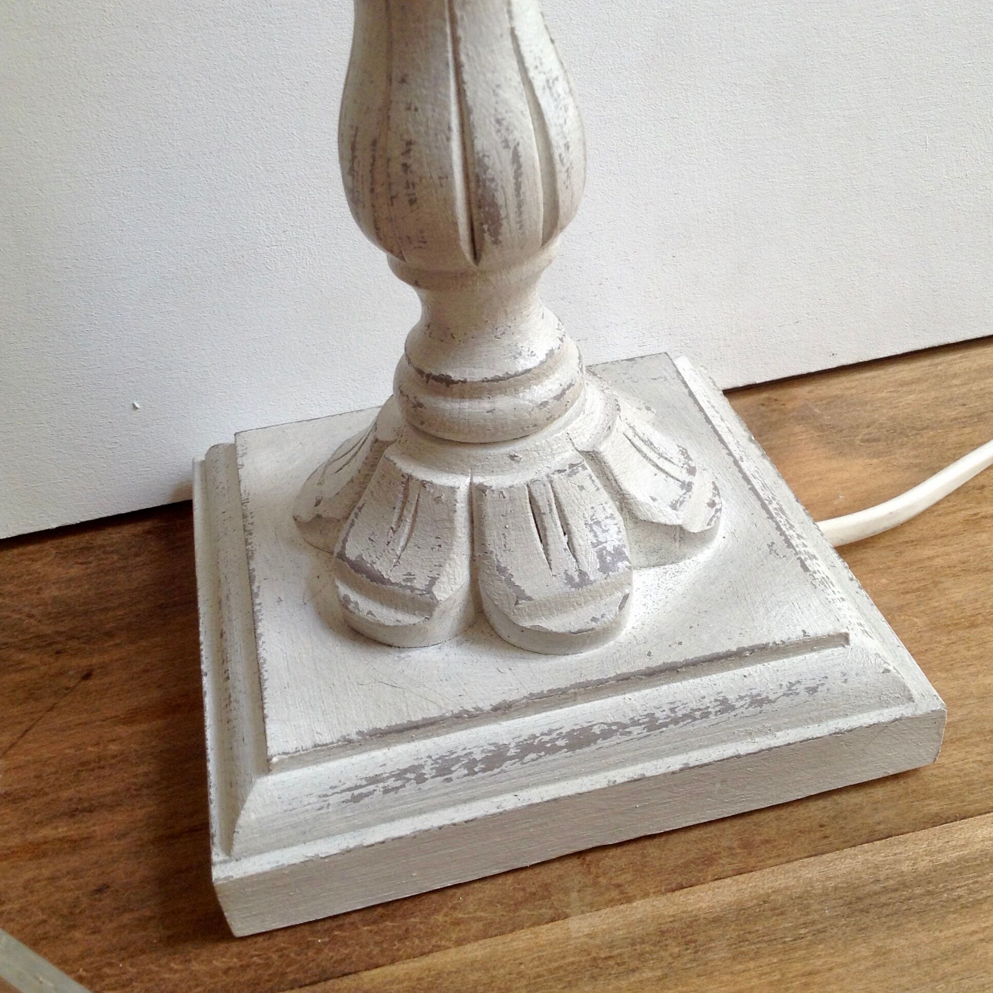 Shabby white patina lamp foot