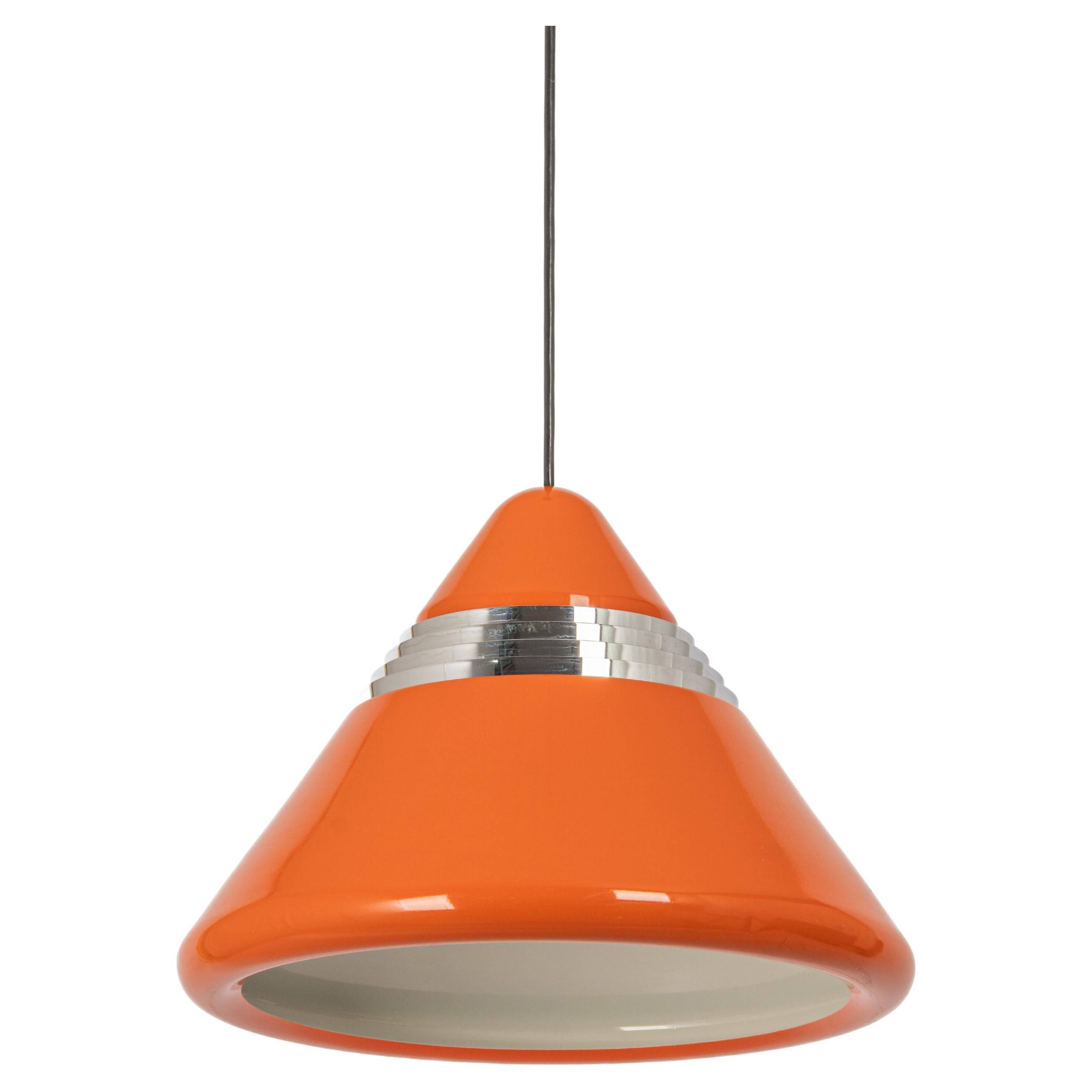 Large orange pendant light designed by Kazuo Motozawa, Staff, 1970s