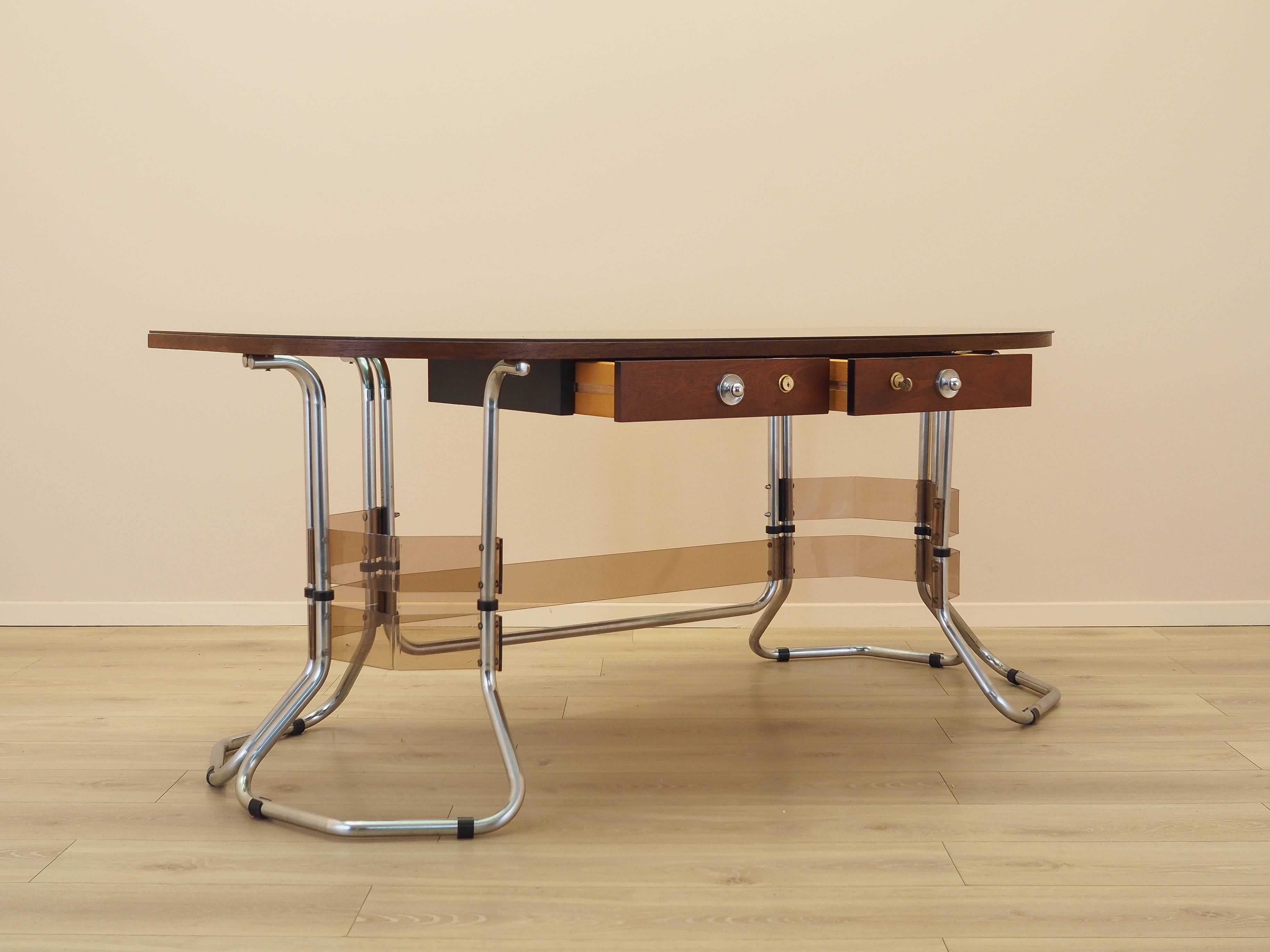 Mahogany desk, Italian design, 1980s, made in Italy