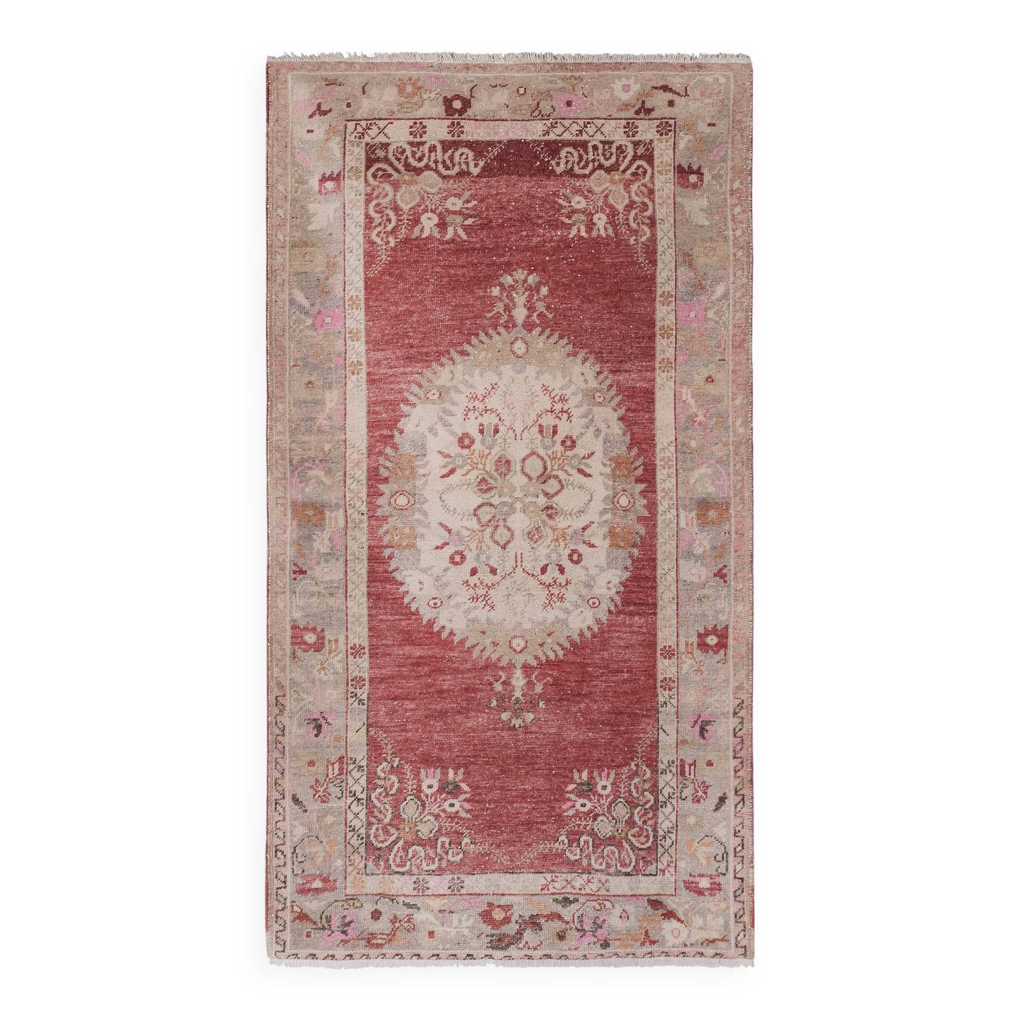 Vintage Turkish Oushak Handwoven Rug 113x207 cm