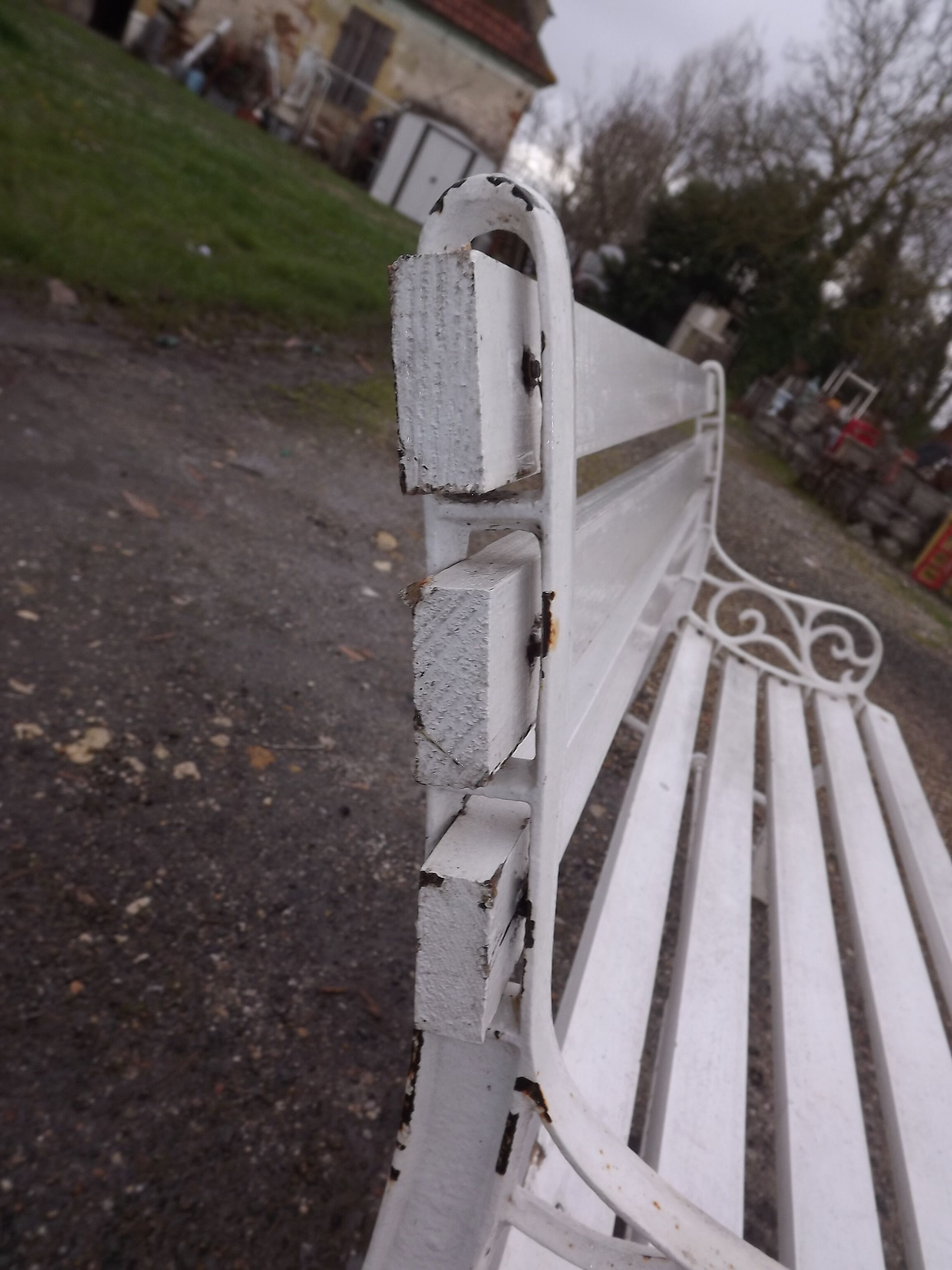 1960s cast iron and wood bench