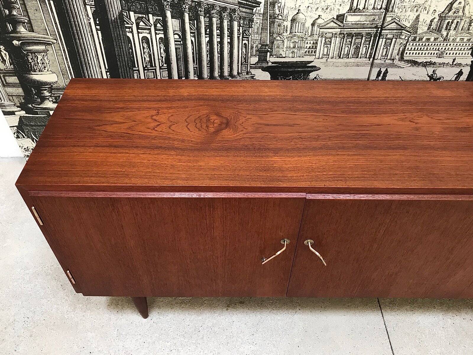 Mid-Century Modern Teak sideboard with brass handles, Germany 1960s