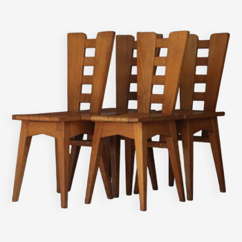 Set of 4 Henri Jacques Le Meme chairs, Megeve 1938.