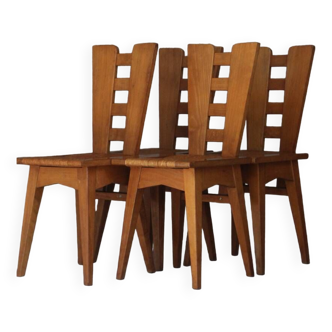 Set of 4 Henri Jacques Le Meme chairs, Megeve 1938.