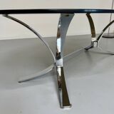 Old metal coffee table with smoked glass, Italian design, 70s vintage
