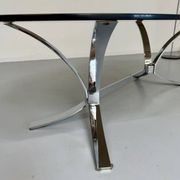 Old metal coffee table with smoked glass, Italian design, 70s vintage
