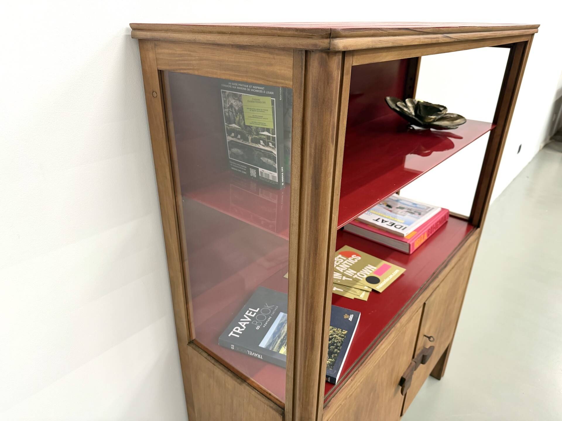 1950s Brazilian modernist library in exotic wood and lacquer.