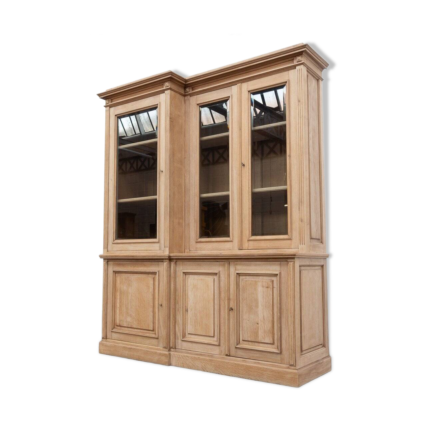 Raw Oak Display Bookcase, France, 1950