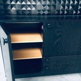 Brutalist Black Ebonised Dry Bar Cabinet, Belgium, 1970s